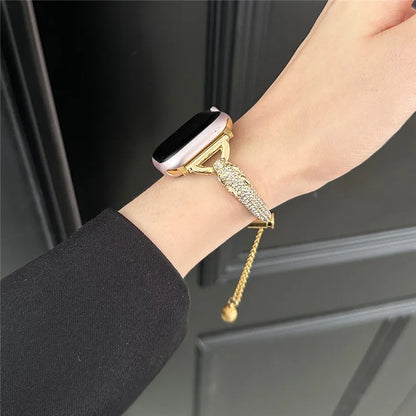 For Apple Watch Series 9  /  8  /  7 41mm  /  SE (2023)  /  SE(2022)  /  SE  /  6  /  5  /  4 40mm  /  3  /  2  /  1 38mm Metal Leopard Head Bracelet Strap