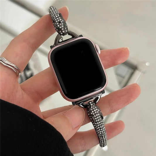 For Apple Watch Ultra 2 Ultra 49mm / Series 9 8 7 45mm / 6 5 4 SE (2023) SE (2022) SE 44mm / 3 2 1 42mm Band Zinc Alloy Leopard Head Bracelet