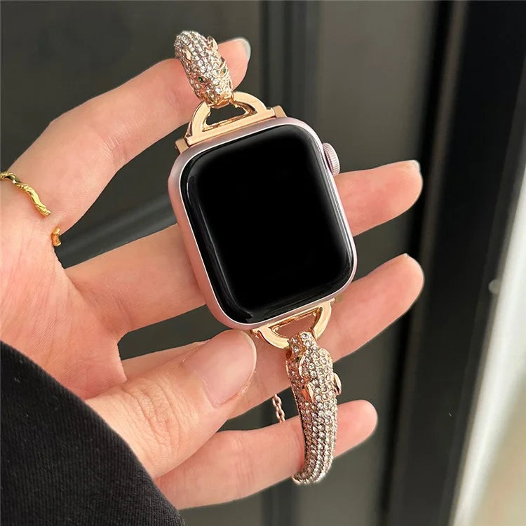 For Apple Watch Ultra 2 Ultra 49mm / Series 9 8 7 45mm / 6 5 4 SE (2023) SE (2022) SE 44mm / 3 2 1 42mm Band Zinc Alloy Leopard Head Bracelet