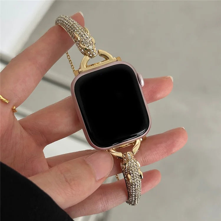For Apple Watch Ultra 2 Ultra 49mm / Series 9 8 7 45mm / 6 5 4 SE (2023) SE (2022) SE 44mm / 3 2 1 42mm Band Zinc Alloy Leopard Head Bracelet