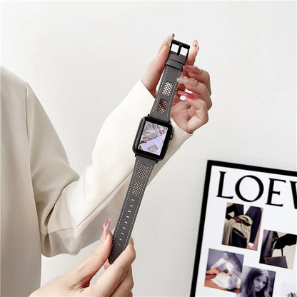 For Apple Watch Ultra 2 Ultra 49mm / 9 8 7 45mm / 6 5 4 SE (2023) SE (2022) SE 44mm / 3 2 1 42mm PU Leather Mesh Watch Straps