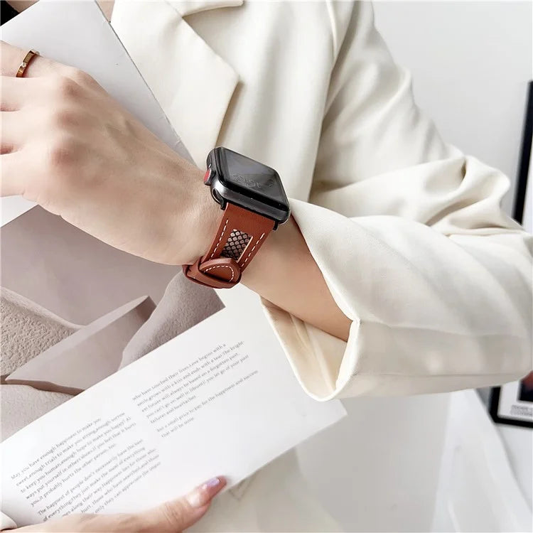 For Apple Watch Ultra 2 Ultra 49mm / 9 8 7 45mm / 6 5 4 SE (2023) SE (2022) SE 44mm / 3 2 1 42mm PU Leather Mesh Watch Straps