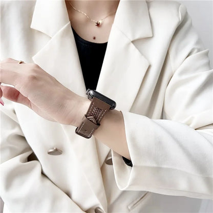 For Apple Watch Series 9 8 7 41mm / 6 5 4 SE (2023) SE (2022) SE 40mm / 3 2 1 38mm PU Leather Watch Band with Mesh