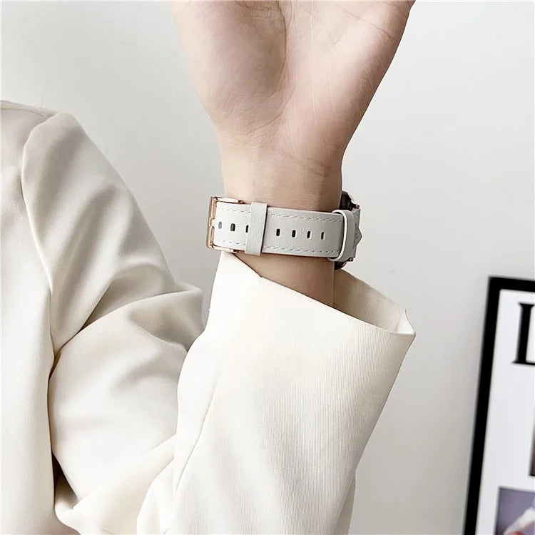 For Apple Watch Series 9 8 7 41mm / 6 5 4 SE (2023) SE (2022) SE 40mm / 3 2 1 38mm PU Leather Watch Band with Mesh