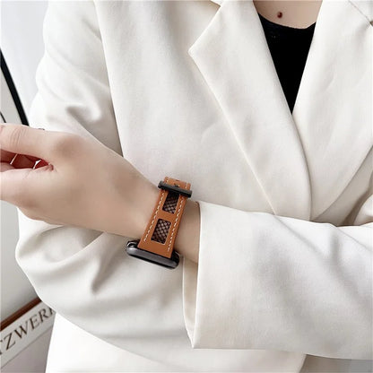 For Apple Watch Series 9 8 7 41mm / 6 5 4 SE (2023) SE (2022) SE 40mm / 3 2 1 38mm PU Leather Watch Band with Mesh