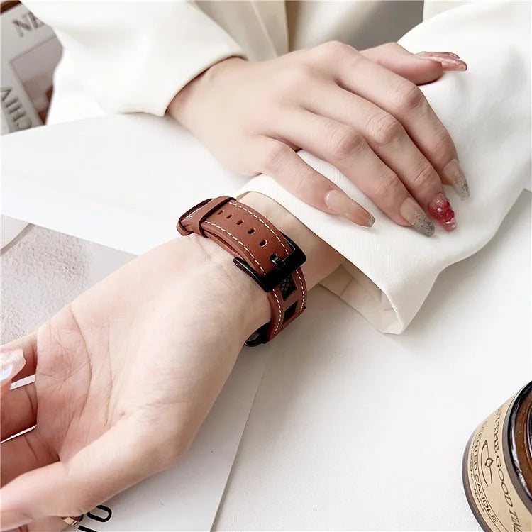 For Apple Watch Series 9 8 7 41mm / 6 5 4 SE (2023) SE (2022) SE 40mm / 3 2 1 38mm PU Leather Watch Band with Mesh