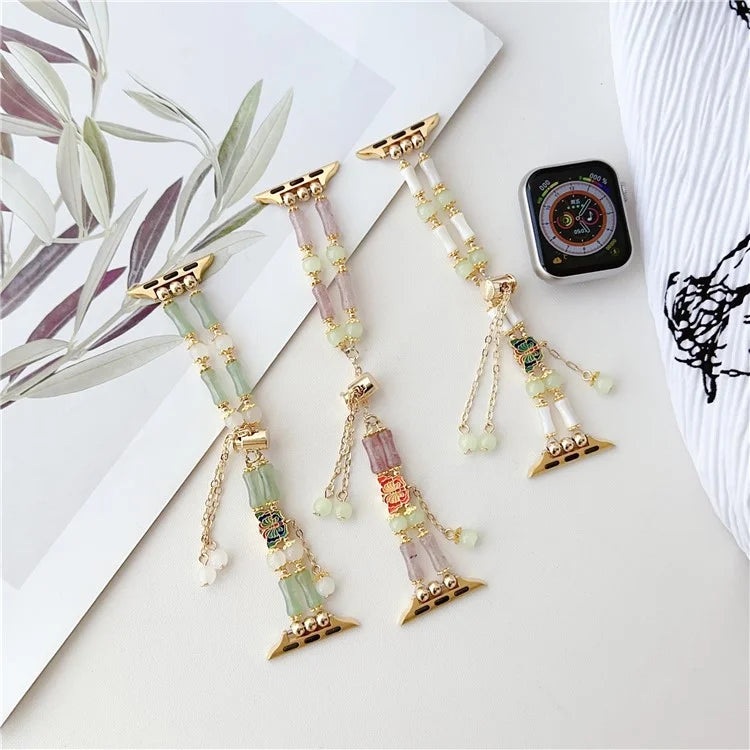 For Apple Watch Series 7 8 9 41mm / 6 5 4 SE (2022) SE (2023) SE 40mm / 3 2 1 38mm Crystal Bead Watch Strap