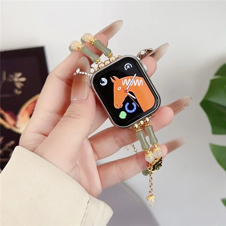 For Apple Watch Series 7 8 9 41mm / 6 5 4 SE (2022) SE (2023) SE 40mm / 3 2 1 38mm Crystal Bead Watch Strap