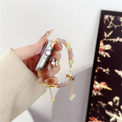 For Apple Watch Series 7 8 9 41mm / 6 5 4 SE (2022) SE (2023) SE 40mm / 3 2 1 38mm Crystal Bead Watch Strap