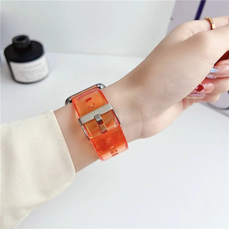 For Apple Watch Ultra 2 Ultra 49mm / 9 8 7 45mm / 6 5 4 SE (2022) SE (2023) SE 44mm / 3 2 1 42mm TPU Clear Watch Band
