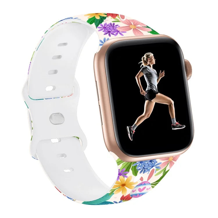 For Apple Watch Ultra 2 Ultra 49mm / 9 8 7 45mm / 6 5 4 SE (2022) / (2023) / SE 44mm / 3 2 1 42mm Pattern Silicone Watch Band