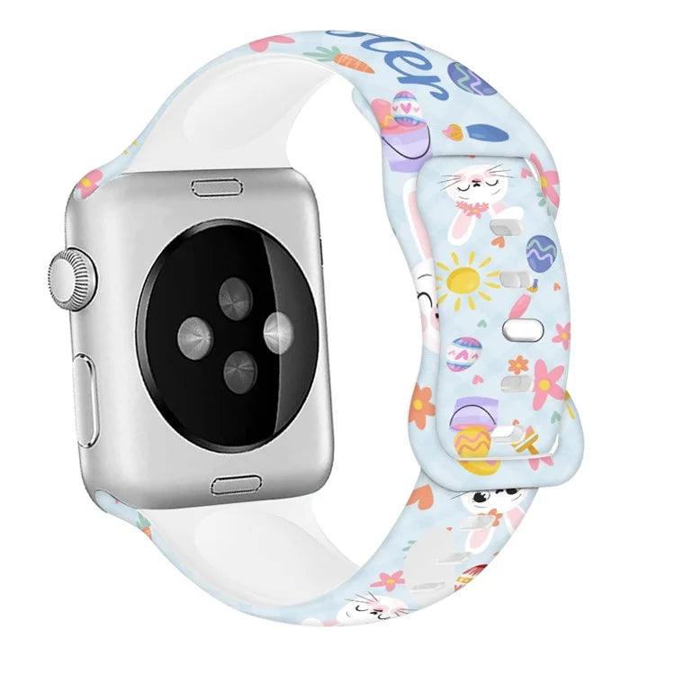 For Apple Watch Series 9 8 7 41mm / 6 5 4 SE (2023) SE (2022) SE 40mm / 3 2 1 38mm Sport Strap Silicone Pattern Watch Band
