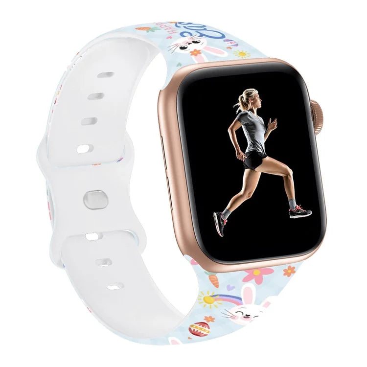 For Apple Watch Series 9 8 7 41mm / 6 5 4 SE (2023) SE (2022) SE 40mm / 3 2 1 38mm Sport Strap Silicone Pattern Watch Band