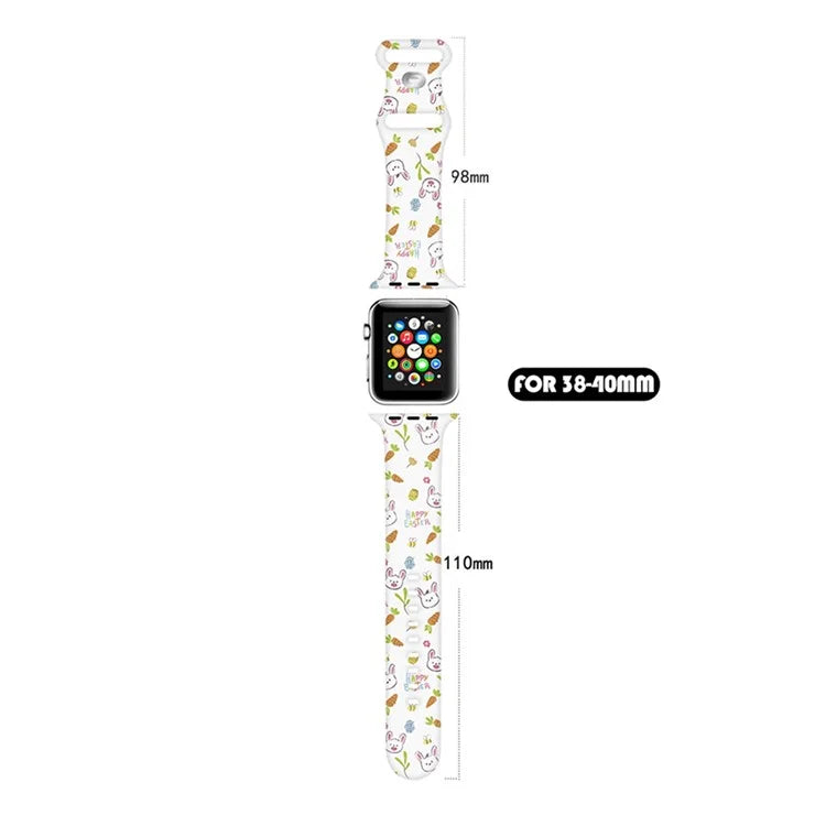 For Apple Watch Series 9 8 7 41mm / 6 5 4 SE (2023) SE (2022) SE 40mm / 3 2 1 38mm Sport Strap Silicone Pattern Watch Band