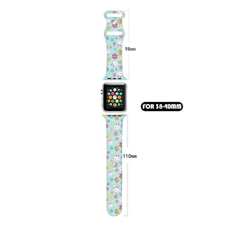 For Apple Watch Series 9 8 7 41mm / 6 5 4 SE (2023) SE (2022) SE 40mm / 3 2 1 38mm Sport Strap Silicone Pattern Watch Band