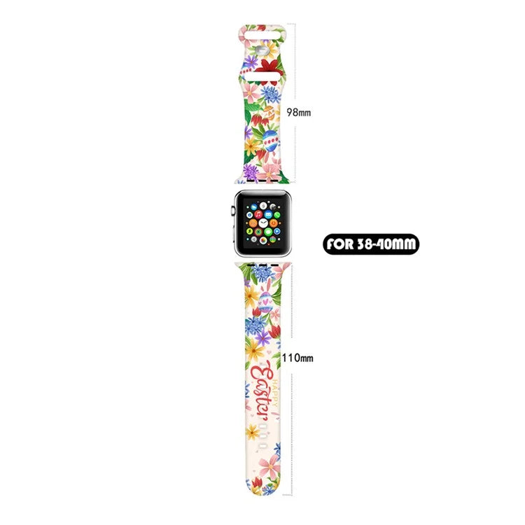 For Apple Watch Series 9 8 7 41mm / 6 5 4 SE (2023) SE (2022) SE 40mm / 3 2 1 38mm Sport Strap Silicone Pattern Watch Band