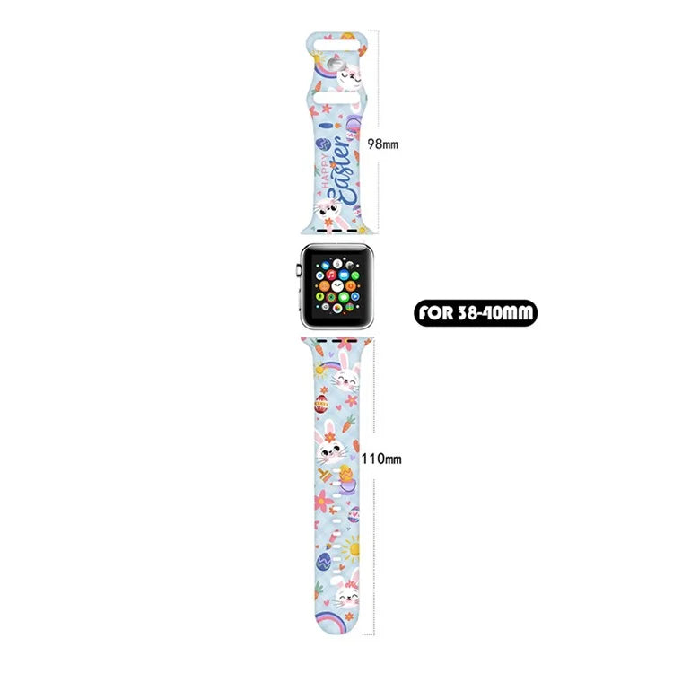 For Apple Watch Series 9 8 7 41mm / 6 5 4 SE (2023) SE (2022) SE 40mm / 3 2 1 38mm Sport Strap Silicone Pattern Watch Band