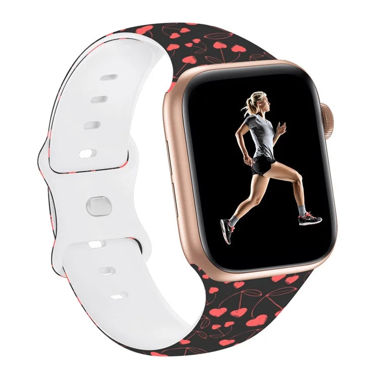 For Apple Watch Series 9 8 7 41mm / 6 5 4 SE (2023) SE (2022) SE 40mm / 3 2 1 38mm Sport Strap Silicone Pattern Watch Band