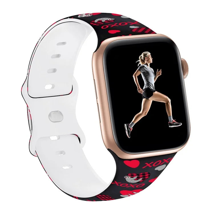 For Apple Watch Series 9 8 7 41mm / 6 5 4 SE (2023) SE (2022) SE 40mm / 3 2 1 38mm Sport Strap Silicone Pattern Watch Band