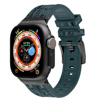 For Apple Watch Ultra 2 Ultra 49mm  /  Series 9 8 7 45mm  /  SE (2023) SE (2022) SE 6 5 4 44mm  /  3 2 1 42mm Watchband -Black Buckle+Blackish Green