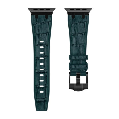 For Apple Watch Ultra 2 Ultra 49mm  /  Series 9 8 7 45mm  /  SE (2023) SE (2022) SE 6 5 4 44mm  /  3 2 1 42mm Watchband -Black Buckle+Blackish Green