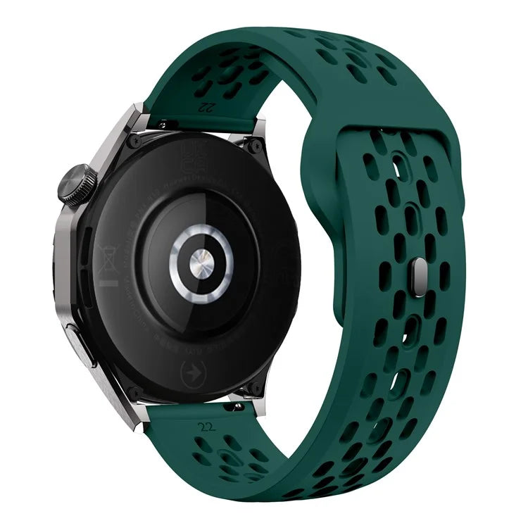 For Huawei Watch GT 4 41mm / Garmin Venu 3S / 2S 18mm Silicone Strap Hollow Watch Bandish Green