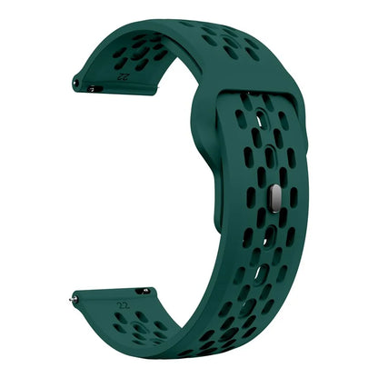 For Garmin vivoactive 5 / Venu 2 Plus Silicone Watch Band 20mm Hollow Adjustable Strapish Green