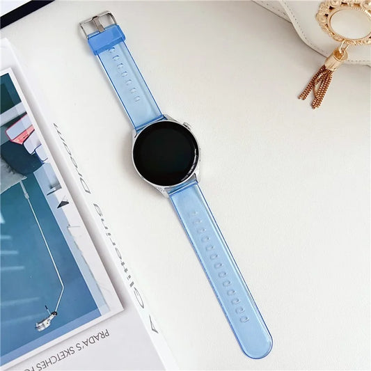 For Garmin vivoactive 5 / Venu 2 Plus 20mm Watch Band Transparent Soft TPU Wrist Strap Blue