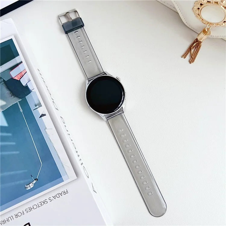 For Garmin vivoactive 5 / Venu 2 Plus 20mm Watch Band Transparent Soft TPU Wrist Strap Black