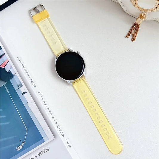 For Garmin vivoactive 5 / Venu 2 Plus 20mm Watch Band Transparent Soft TPU Wrist Strap Yellow