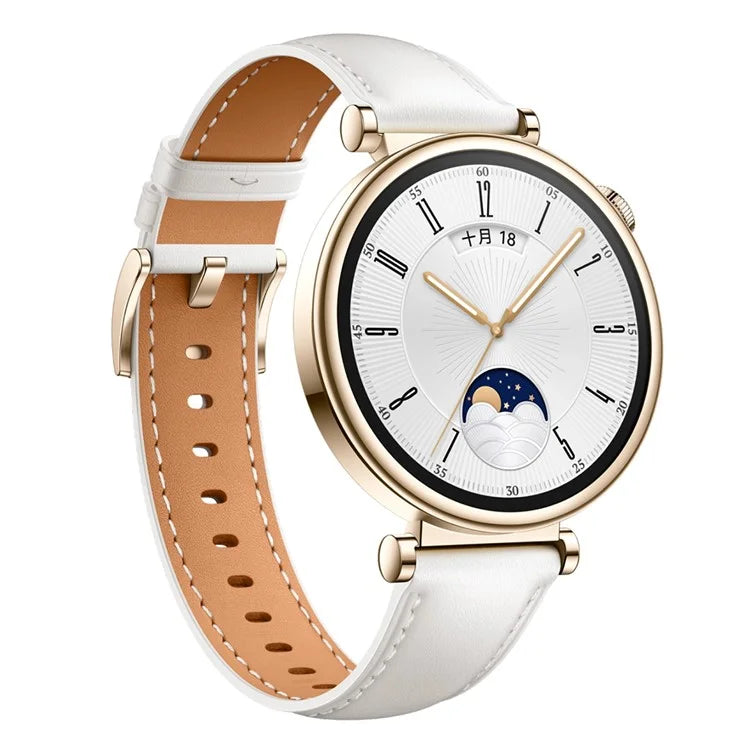For Huawei Watch GT 4 41mm / Garmin Venu 3S 18mm Watch Band Genuine Cow Leather Wrist Strap