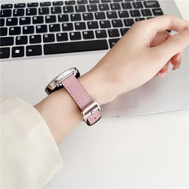 For Samsung Galaxy Watch6 Classic / Watch6 PU Leather Watch Band 20mm Adjustable Wrist Strap+Orange