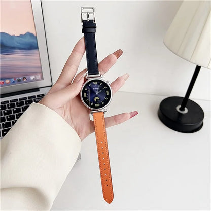 For Samsung Galaxy Watch3 45mm / Gear S3 Classic 22mm Wrist Strap PU Leather Smart Watch Band+Orange