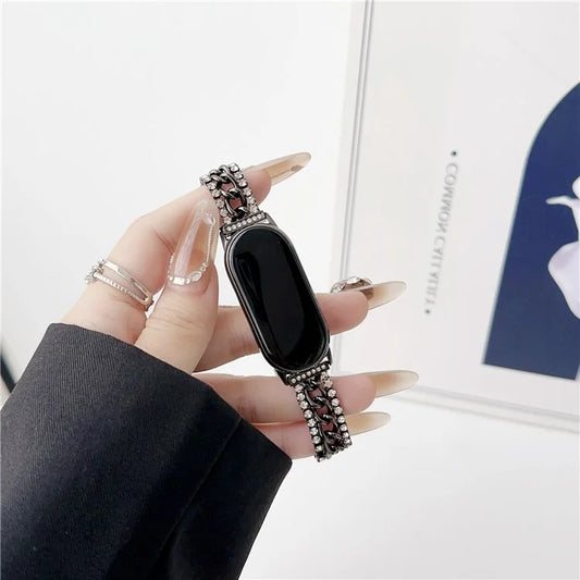 For Xiaomi Smart Band 8 Rhinestone Decor Bracelet Strap Zinc Alloy Watch Band