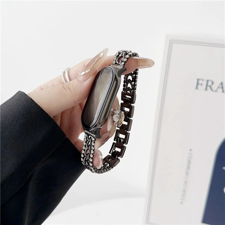 For Xiaomi Smart Band 8 Rhinestone Decor Bracelet Strap Zinc Alloy Watch Band