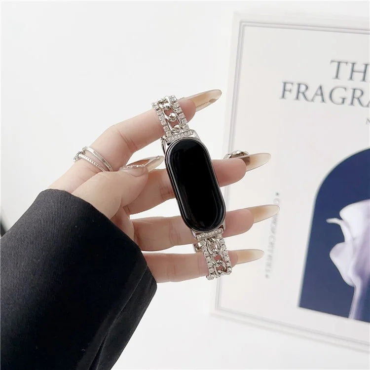 For Xiaomi Smart Band 8 Rhinestone Decor Bracelet Strap Zinc Alloy Watch Band