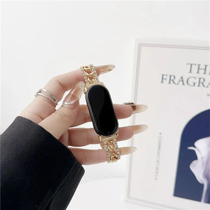 For Xiaomi Smart Band 8 Rhinestone Decor Bracelet Strap Zinc Alloy Watch Band