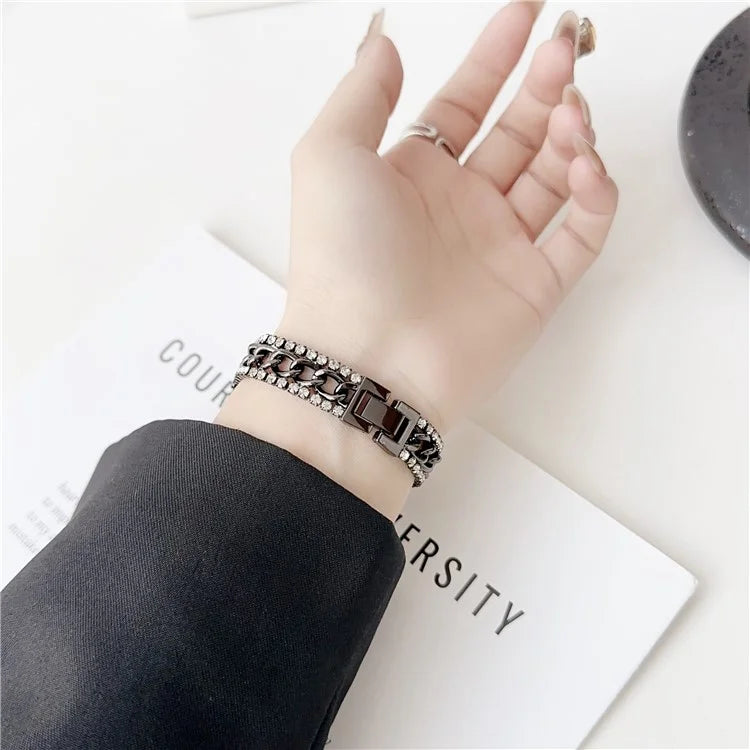 For Xiaomi Smart Band 8 Rhinestone Decor Bracelet Strap Zinc Alloy Watch Band