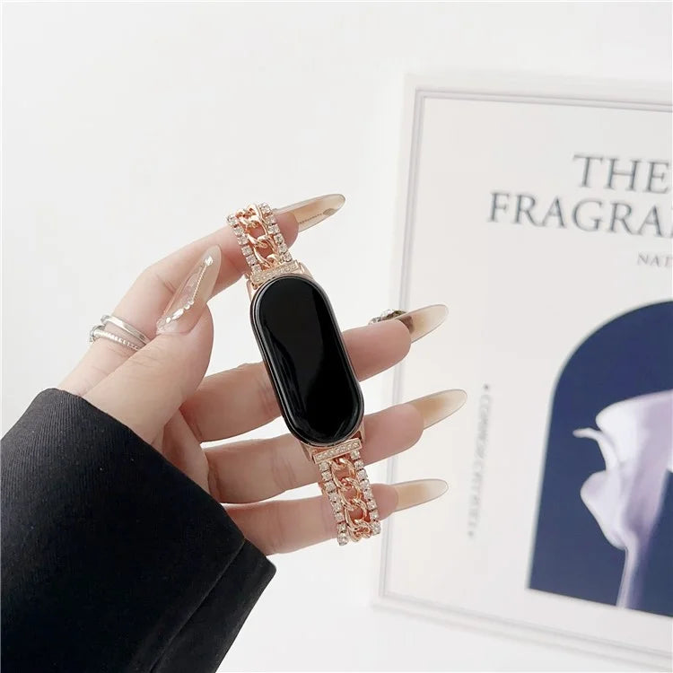 For Xiaomi Smart Band 8 Rhinestone Decor Bracelet Strap Zinc Alloy Watch Band