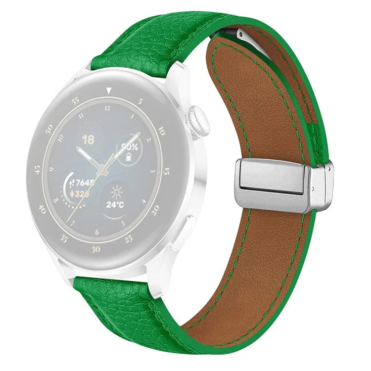 For Samsung Galaxy Watch3 45mm / Huawei Watch GT 4 46mm Leather Strap 22mm Magnetic Watch Band