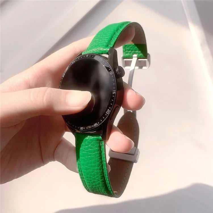 For Samsung Galaxy Watch3 45mm / Huawei Watch GT 4 46mm Leather Strap 22mm Magnetic Watch Band