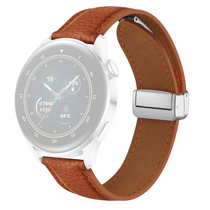 For Samsung Galaxy Watch3 45mm / Huawei Watch GT 4 46mm Leather Strap 22mm Magnetic Watch Band