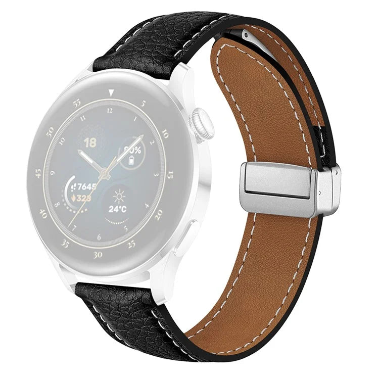 For Samsung Galaxy Watch6 Classic 43mm / Watch6 40mm Wrist Strap 20mm Litchi Texture Band with Magnetic Buckle