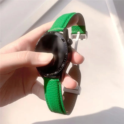 For Samsung Galaxy Watch6 Classic 43mm / Watch6 40mm Wrist Strap 20mm Litchi Texture Band with Magnetic Buckle