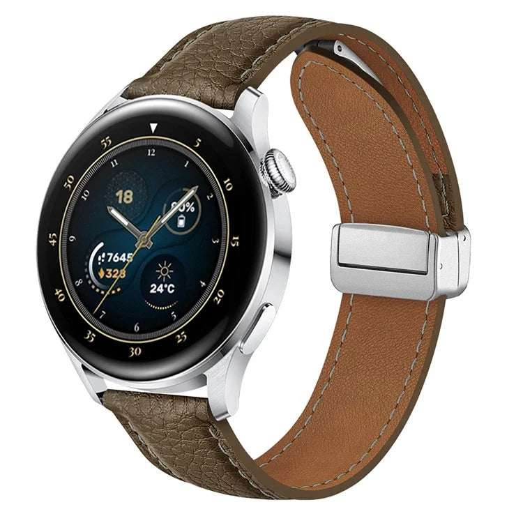 For Samsung Galaxy Watch6 Classic 43mm / Watch6 40mm Wrist Strap 20mm Litchi Texture Band with Magnetic Buckle