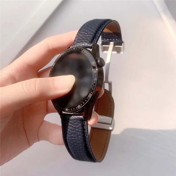 For Samsung Galaxy Watch6 Classic 43mm / Watch6 40mm Wrist Strap 20mm Litchi Texture Band with Magnetic Buckle