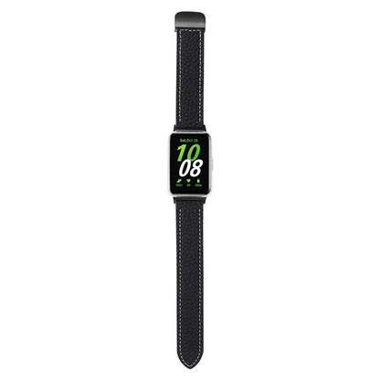 For Samsung Galaxy Fit3 Watch Strap Litchi Texture Genuine Cow Leather Magnetic Band