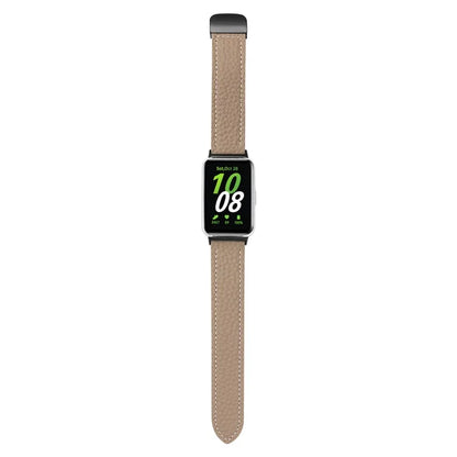 For Samsung Galaxy Fit3 Watch Strap Litchi Texture Genuine Cow Leather Magnetic Band