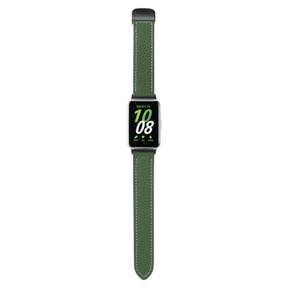 For Samsung Galaxy Fit3 Watch Strap Litchi Texture Genuine Cow Leather Magnetic Bandish Green