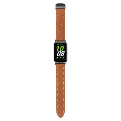 For Samsung Galaxy Fit3 Watch Strap Litchi Texture Genuine Cow Leather Magnetic Band